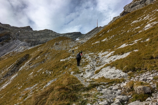 Hoch über dem Seealpsee auf den Säntis