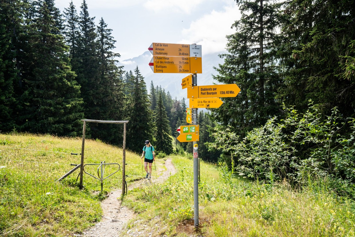 Nach dem Wald öffnet sich das Feld und der Lac Retaud kommt in Sicht.