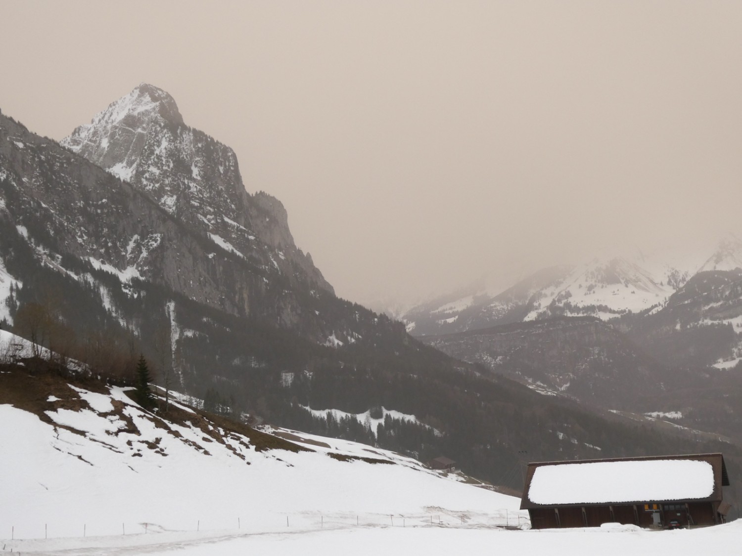 Aussicht auf den Mythen kurz vor der Mostelegg.