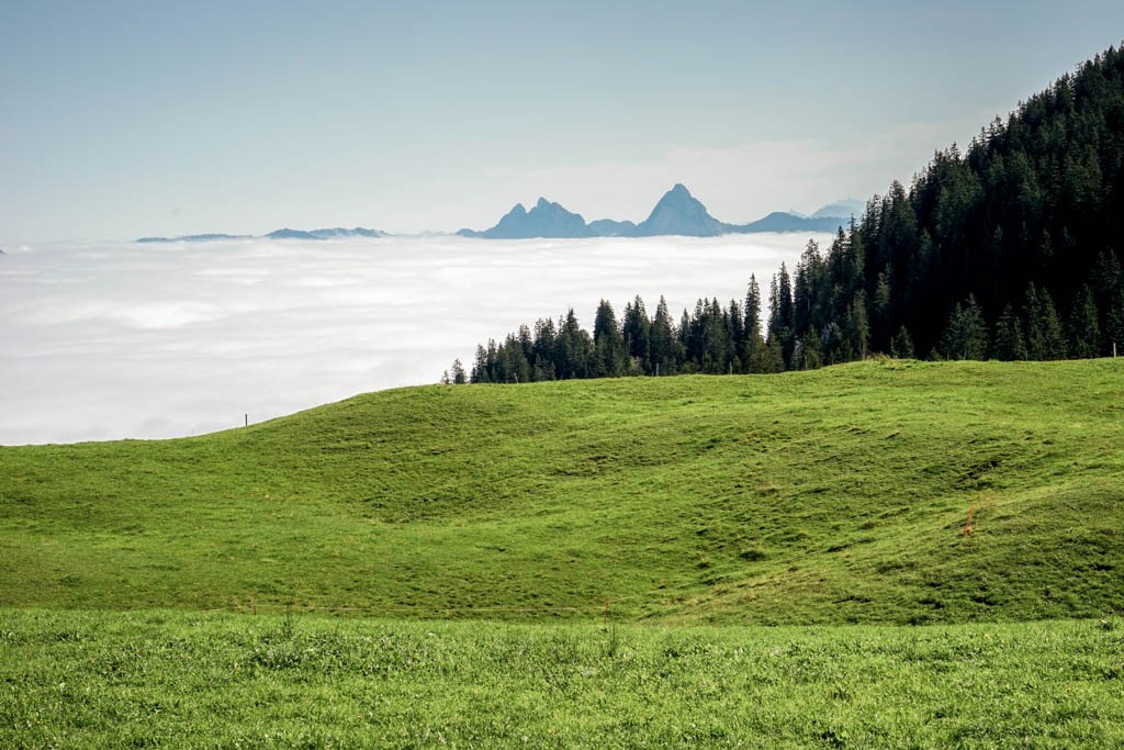 Weitsicht von der Klewenalp zu den beiden Mythen. Bild: Fredy Joss