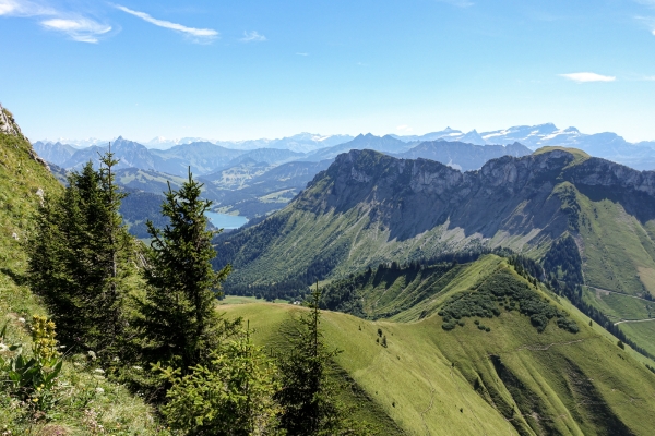 Randonnée panoramique surplombant Fribourg et Vaud