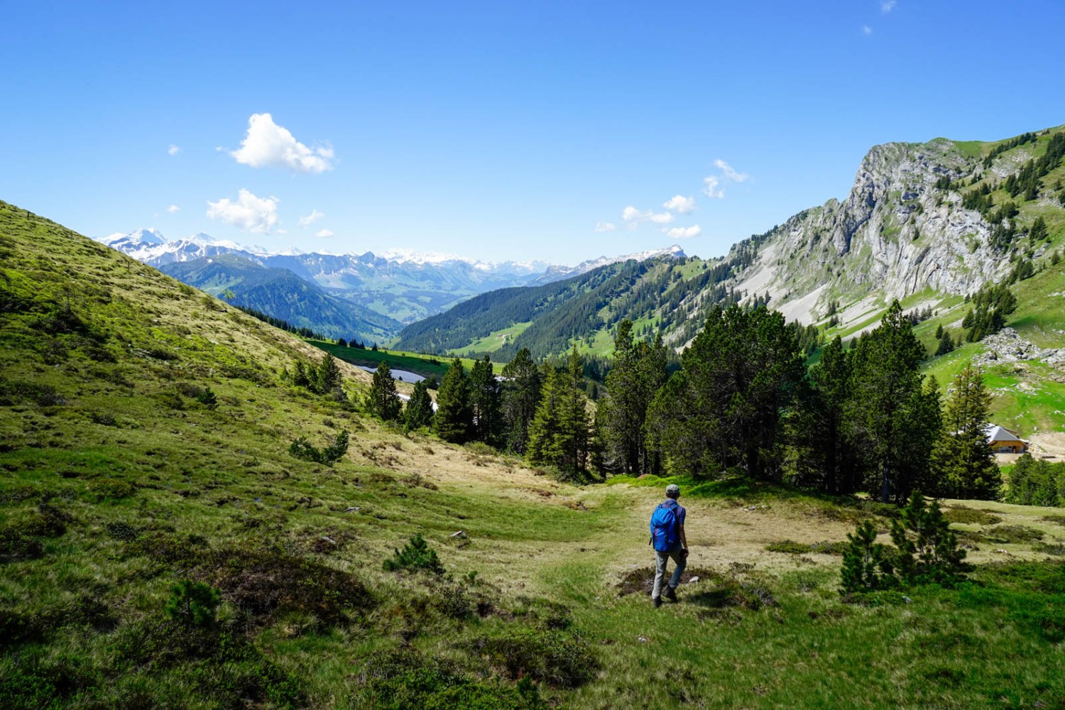 Derrière le Wasserfallenegg se déploie la vallée du Grönbach. Photo: Fredy Joss