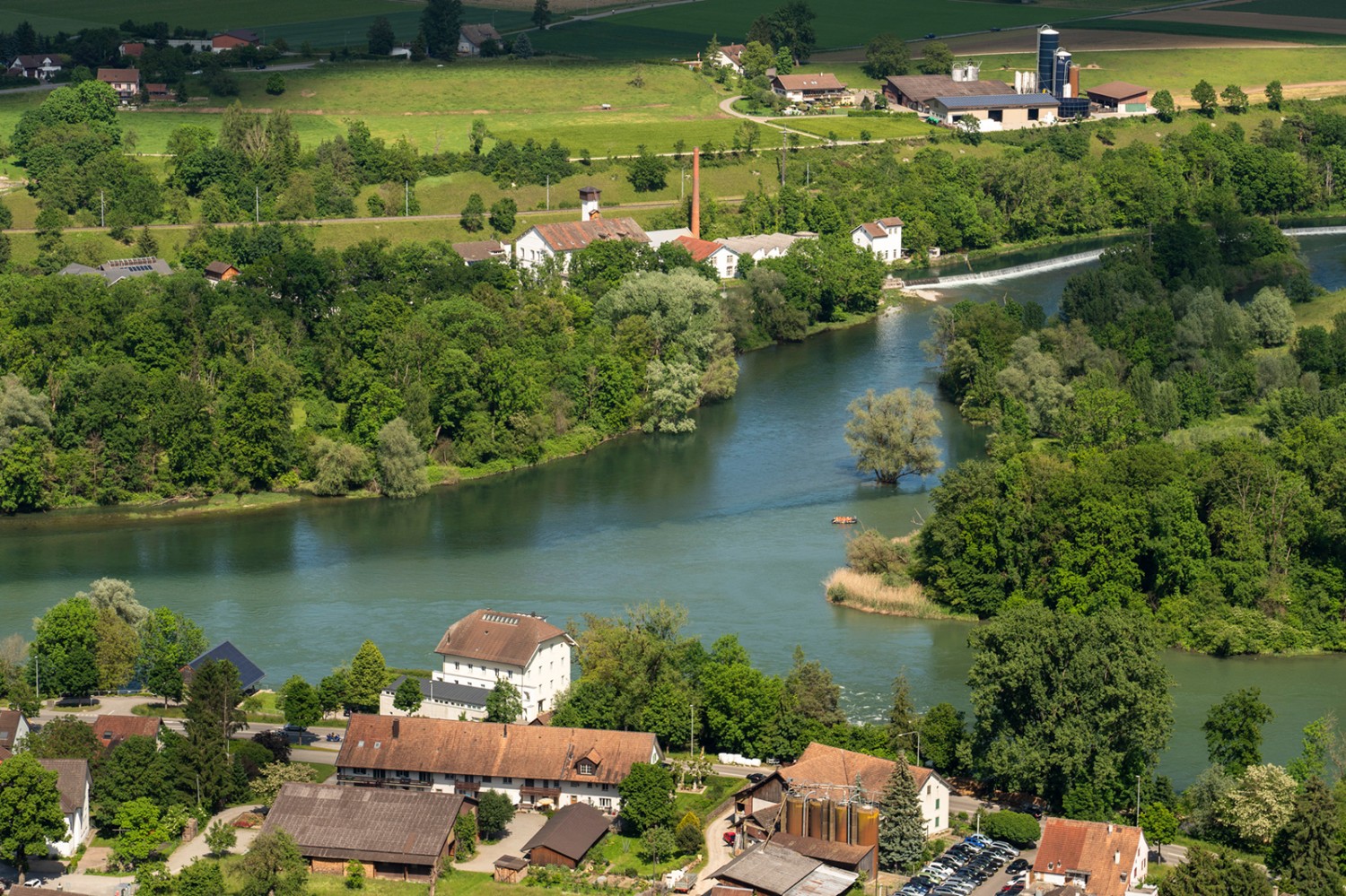 Vom Bruggerberg gut sichtbar, wie die Limmat in die Aare mündet. Bilder: Severin Nowacki