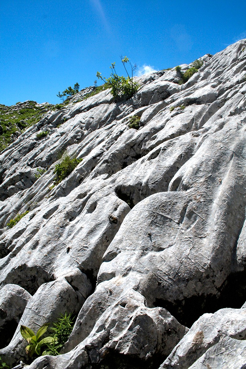 Karren in den Karstfelsen von Pierra Perchia.