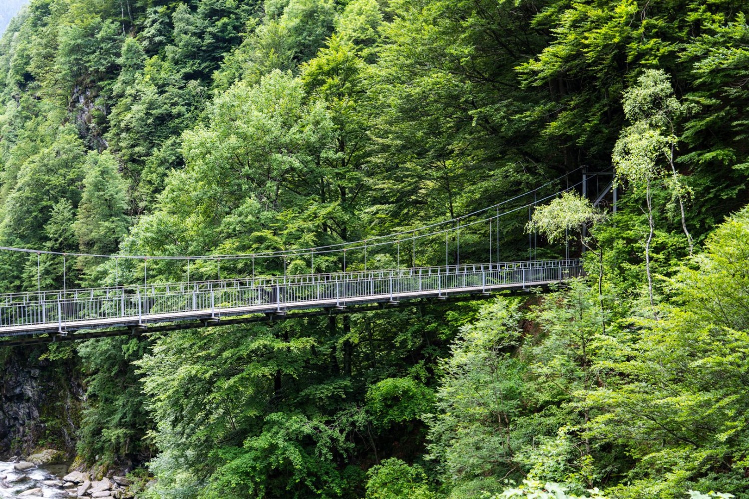 Nouveau changement de versant en franchissant le pont suspendu de La Culitana