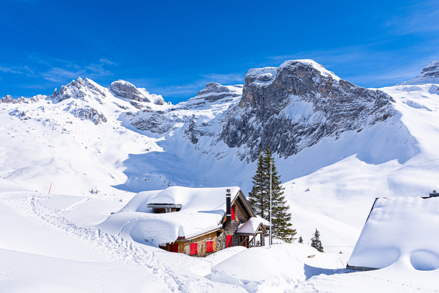 Le téléphérique n’est pas loin du chalet Chrüzhütte. Photo: Franz Ulrich