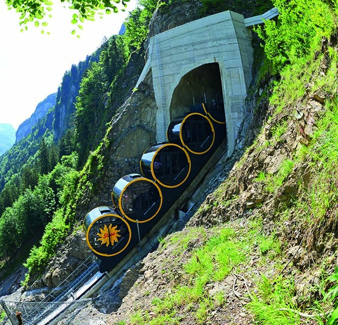 Die neu erbaute Stoosbahn.Bild: Stoosbahnen AG