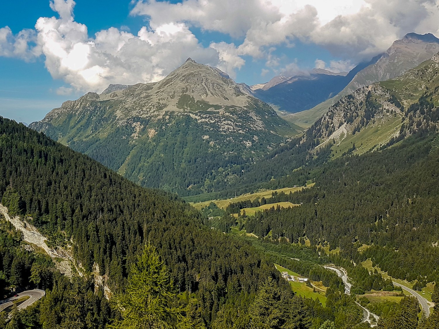 Vue sur la route du col qui mène au val Bregaglia. Photo: Laura Riedi 