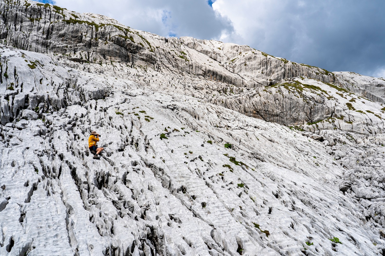 L’heure des photos dans le karst de la Wiss Platte.