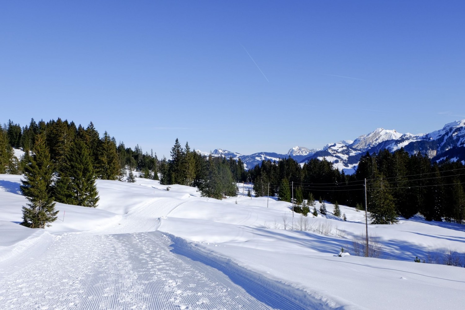 Le chemin sert aussi de piste de ski de fond.