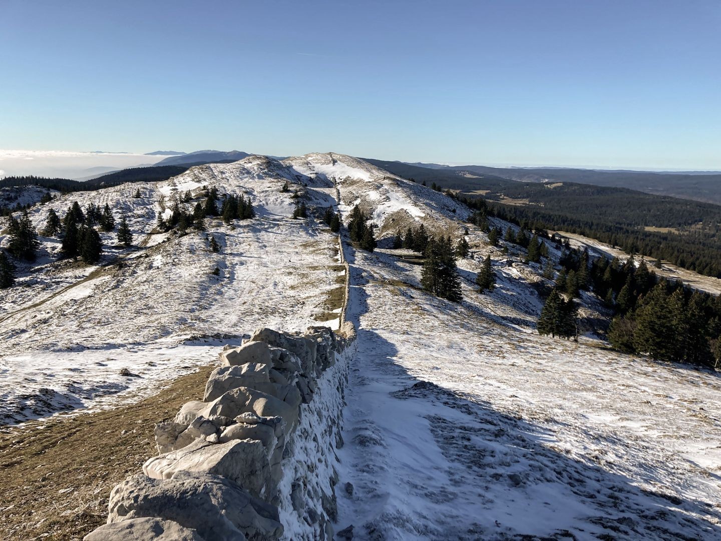 Vue de l’arrière du Mont Tendre vers le sud